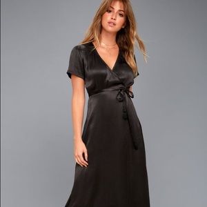 Billabong Lusty Weekend Black Wrap Midi Dress NWT